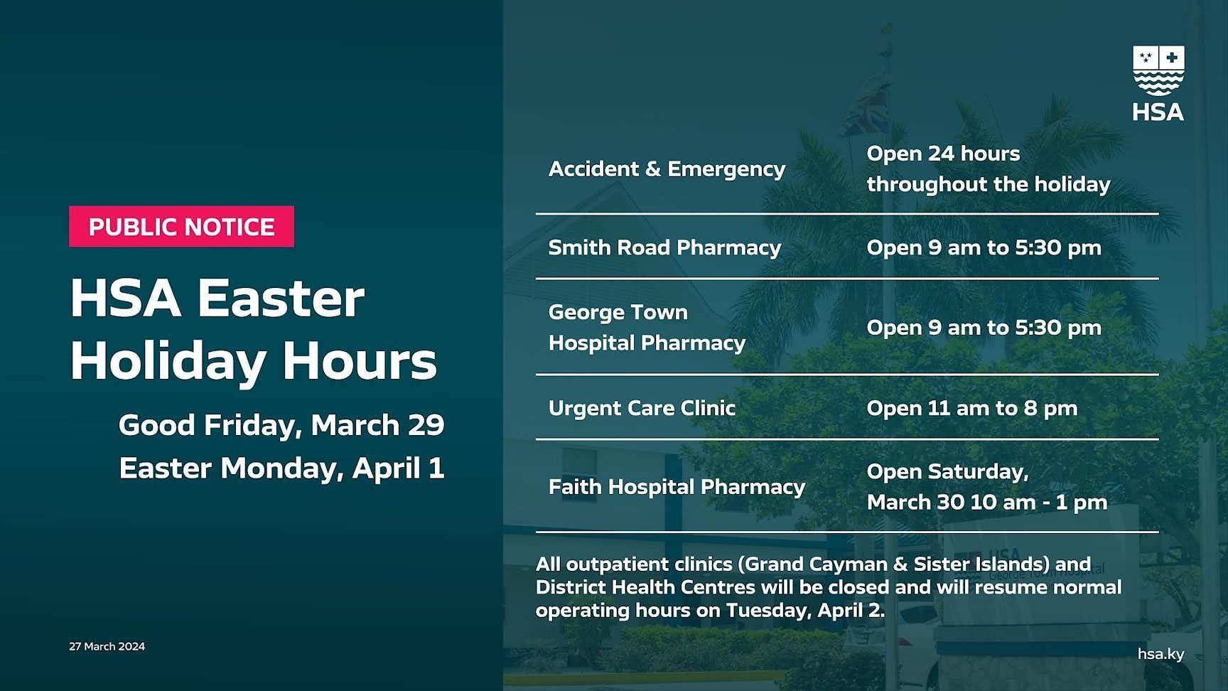 Easter Holiday Hours TV